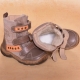 Detské kožené topánočky s kožušinkou RenBut / 22-3041